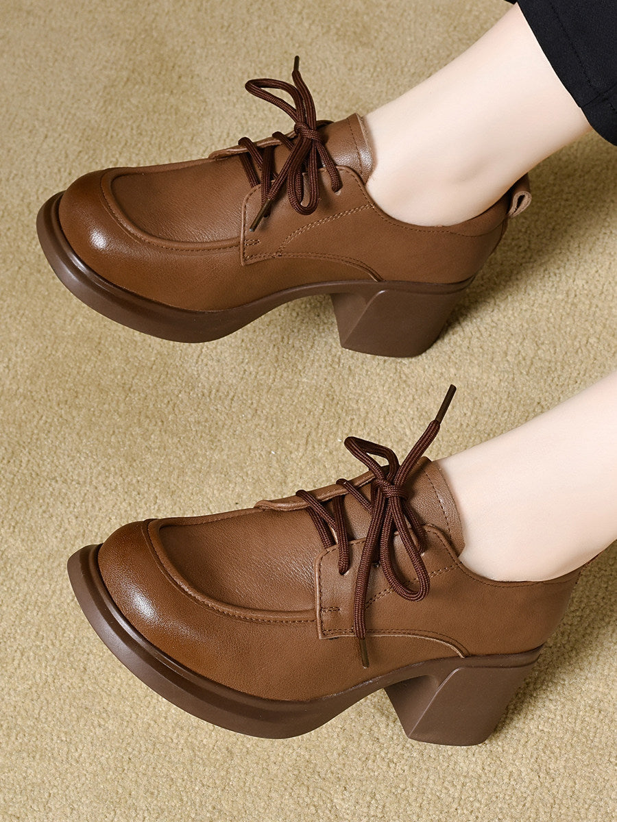 Women's Platform Leather Block Heel Loafers – view 2
