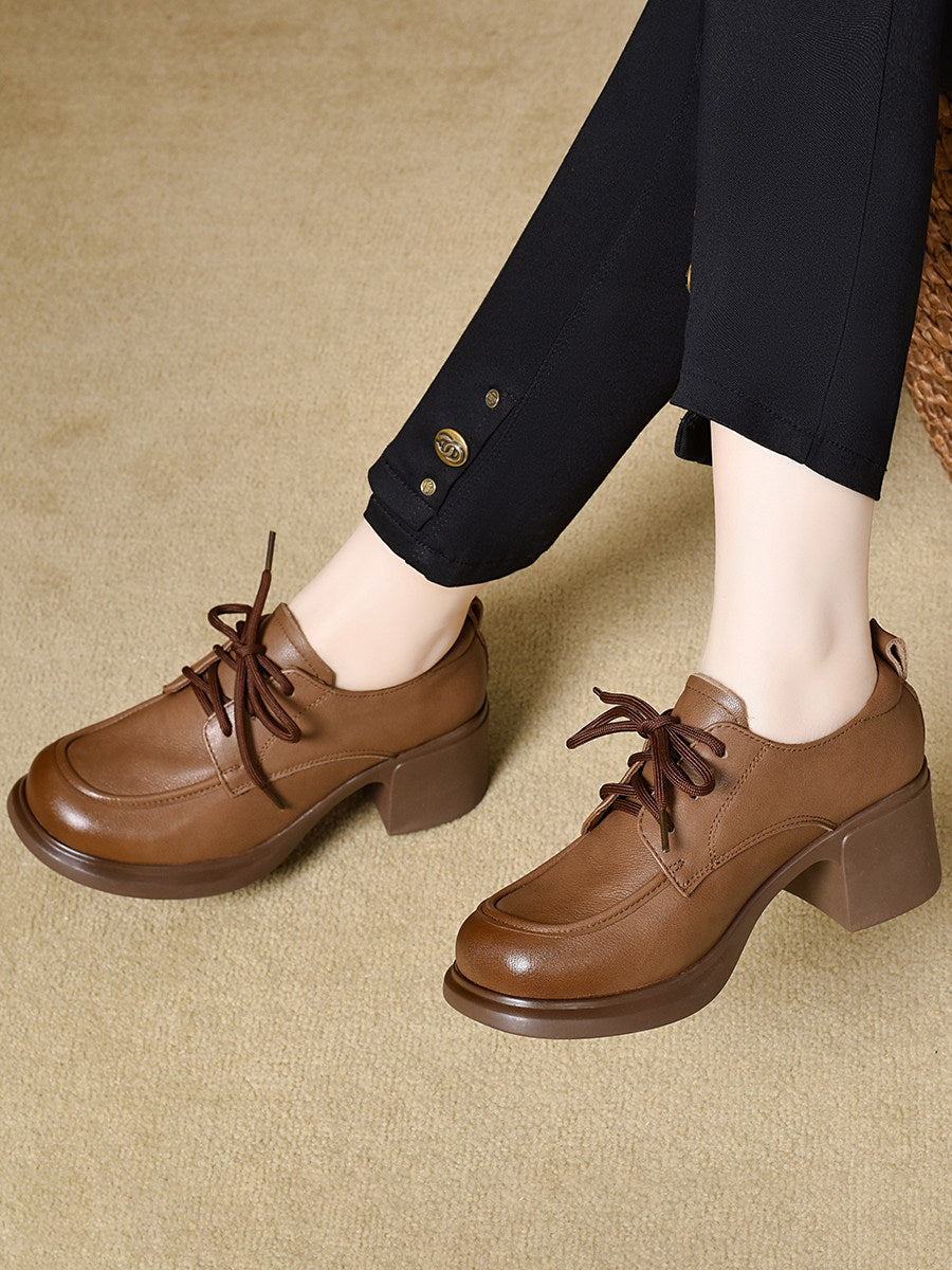 Women's Platform Leather Block Heel Loafers – view 4