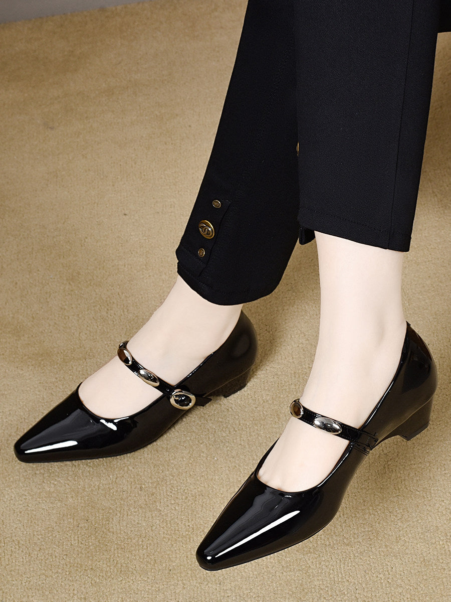 Women's Pointed-Toe Patent Leather Mary Jane Pumps – view 2