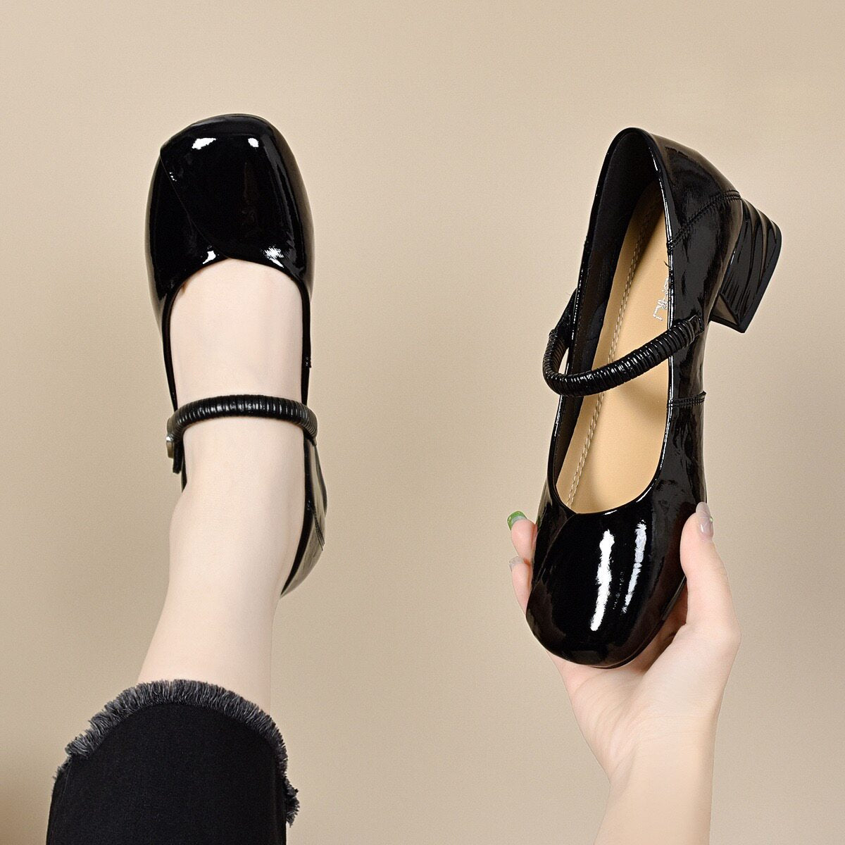 Women's Patent Leather Block Heel Mary Jane Pumps – view 1