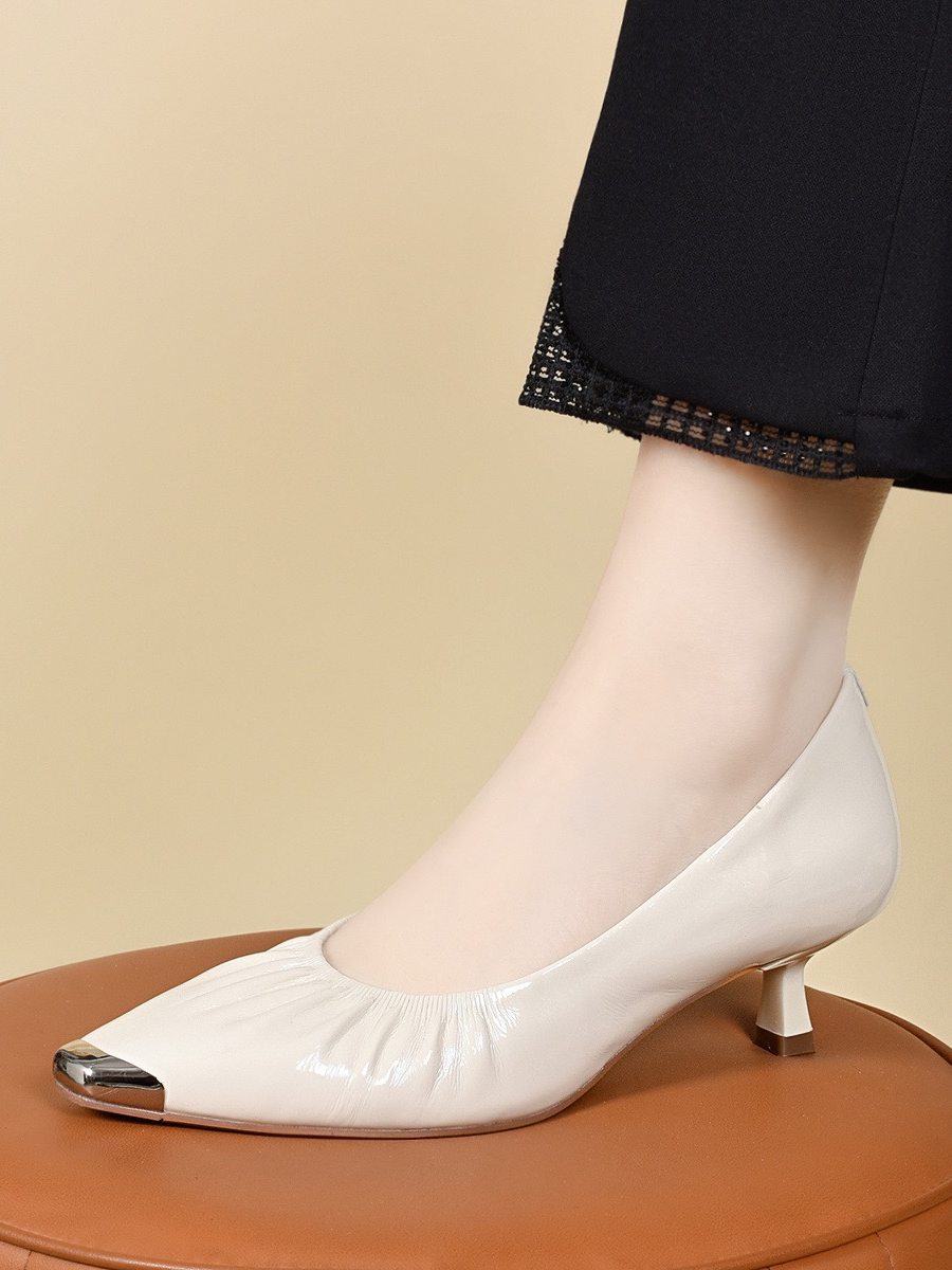 Women's Pointed-Toe Leather Stiletto Heel Pumps – view 3