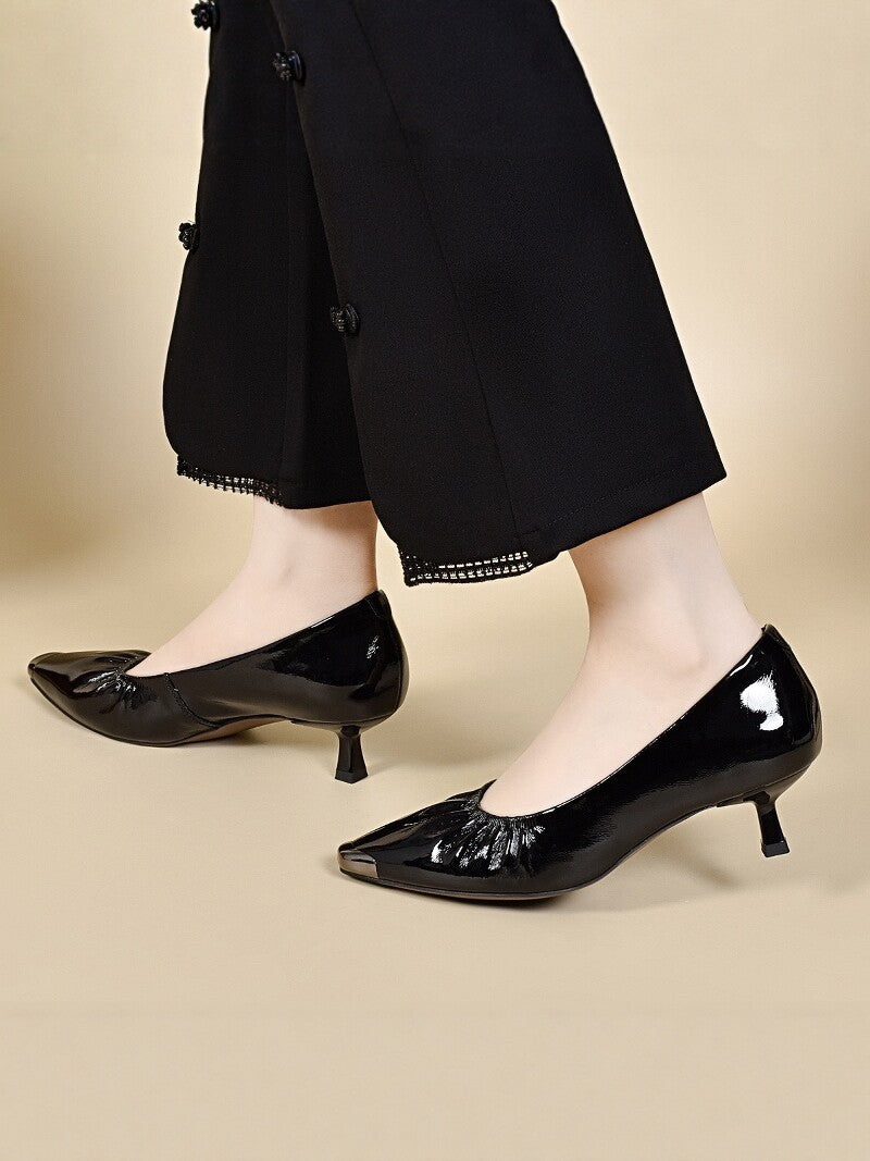 Women's Pointed-Toe Leather Stiletto Heel Pumps – view 4
