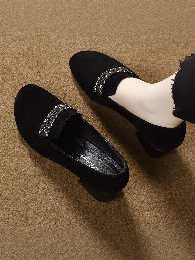 Women's Leather Block Heel Loafers – view 2