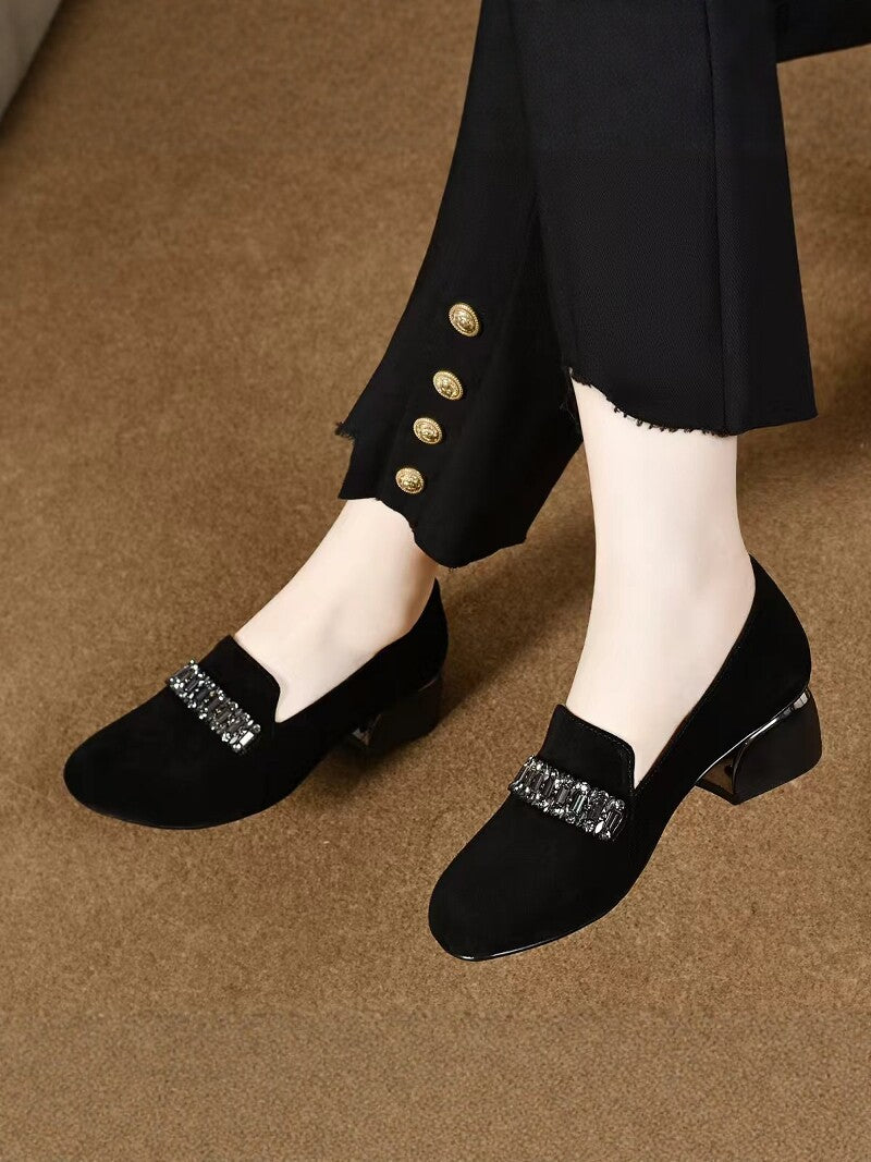 Women's Leather Block Heel Loafers – view 4
