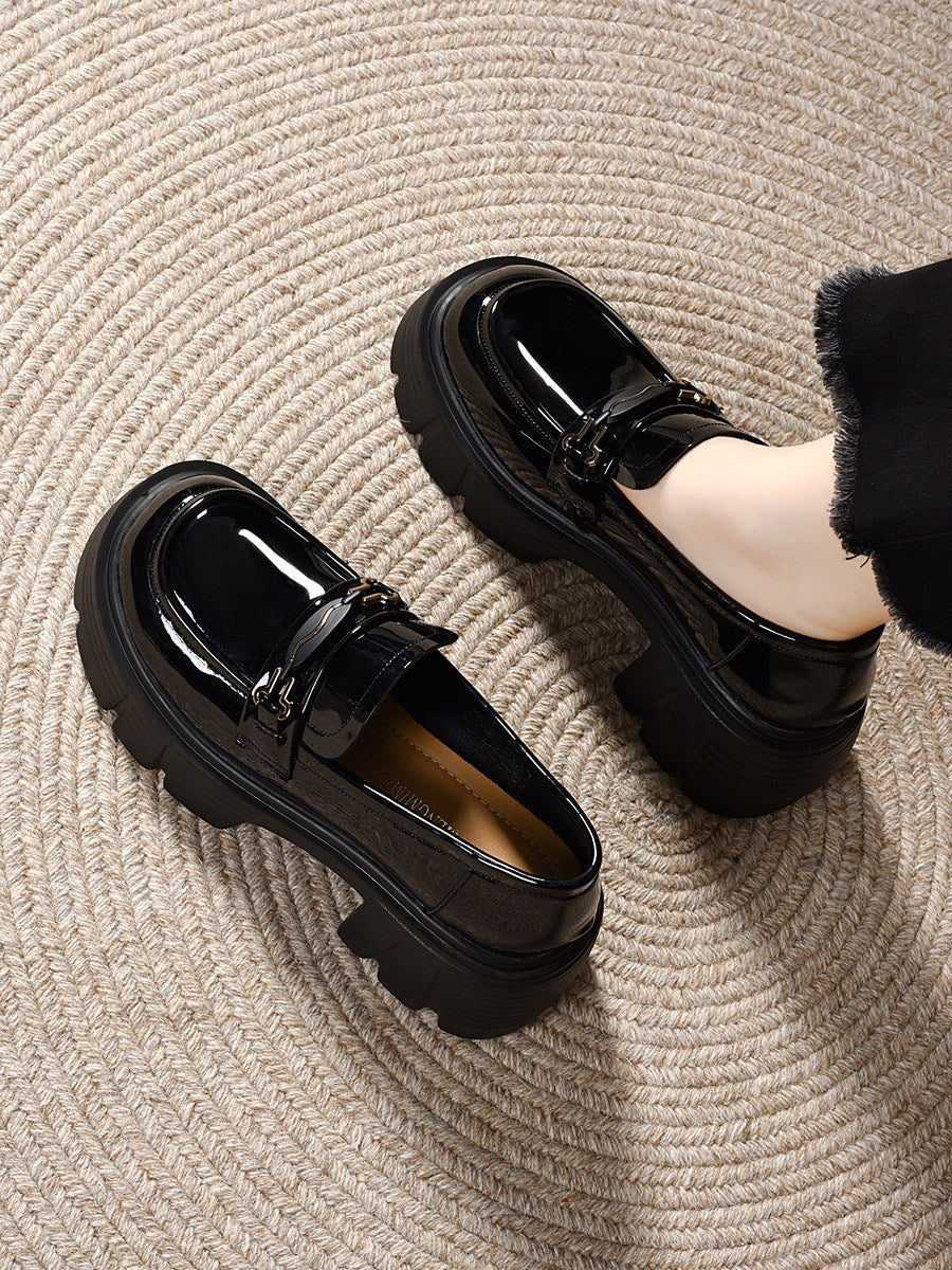 Women's Platform Patent Leather Loafers – view 1