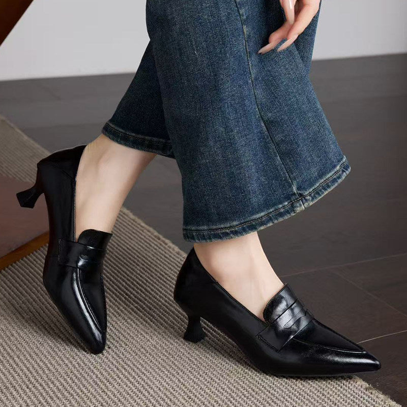 Women's Pointed-Toe Leather Stiletto Heel Pumps – view 1