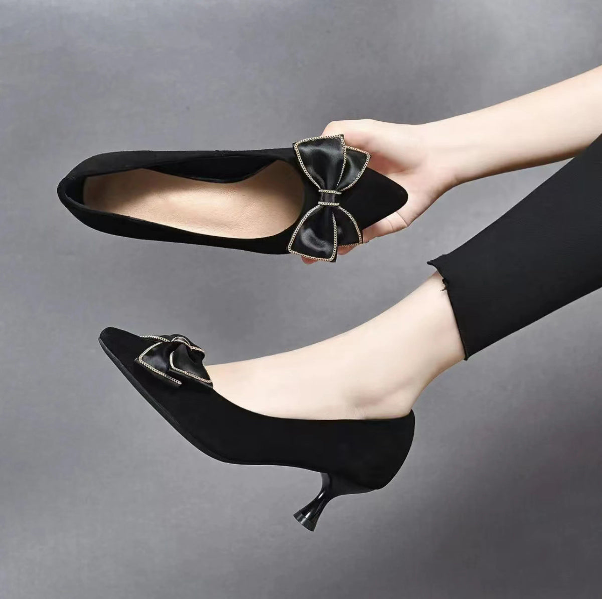 Women's Pointed-Toe Leather Stiletto Heel Pumps – view 4