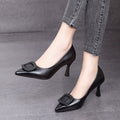 Women's Pointed-Toe Leather Stiletto Heel Pumps – view 1