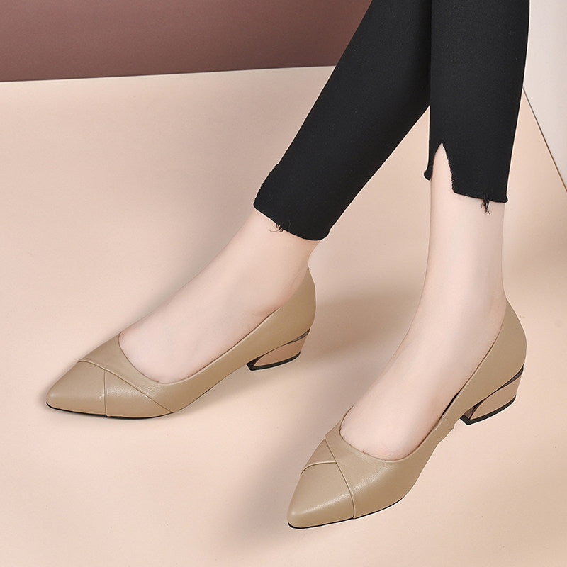 Women's Pointed-Toe Leather Block Heel Loafers – view 2
