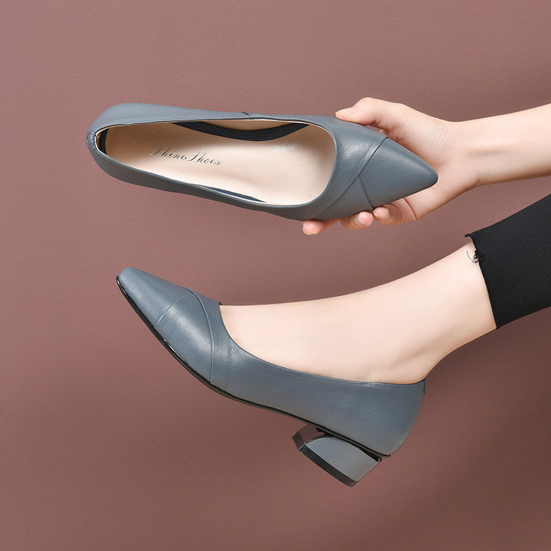 Women's Pointed-Toe Leather Block Heel Loafers – view 3