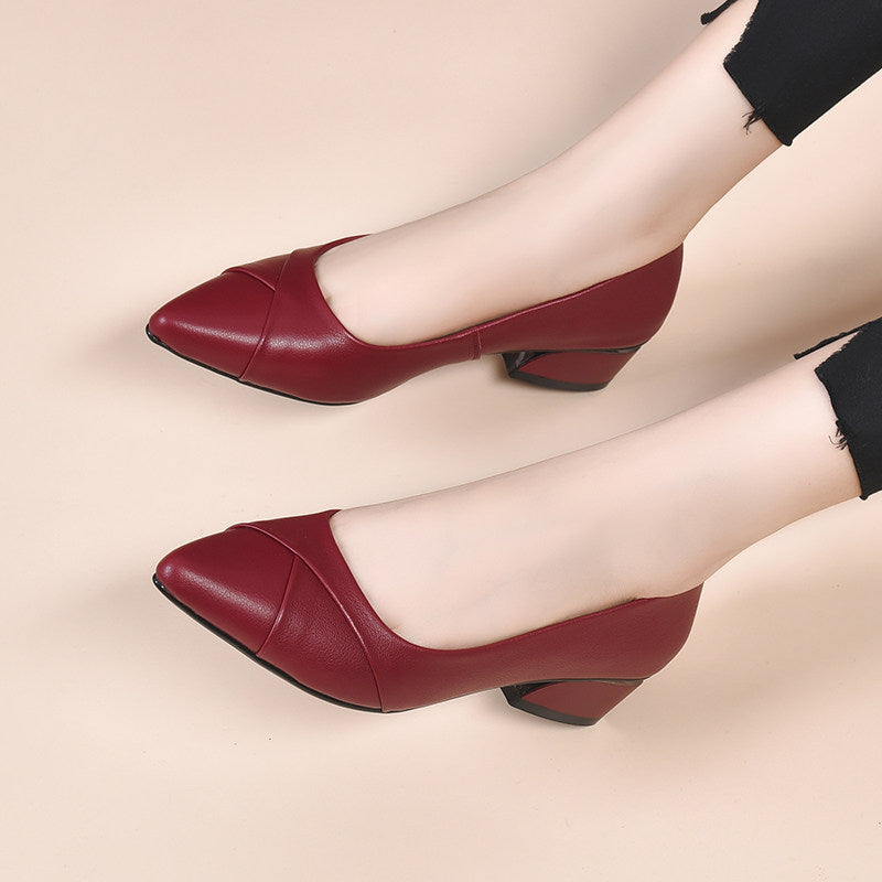 Women's Pointed-Toe Leather Block Heel Loafers – view 4