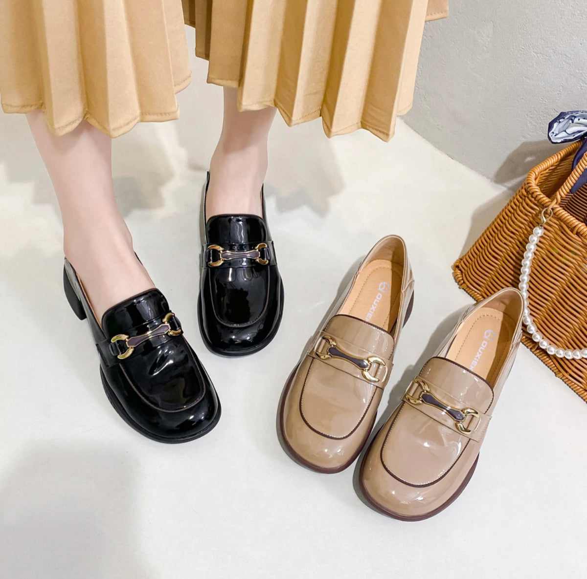 Women's Patent Leather Block Heel Loafers – view 2