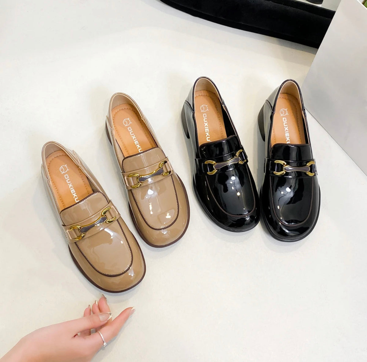 Women's Patent Leather Block Heel Loafers – view 3