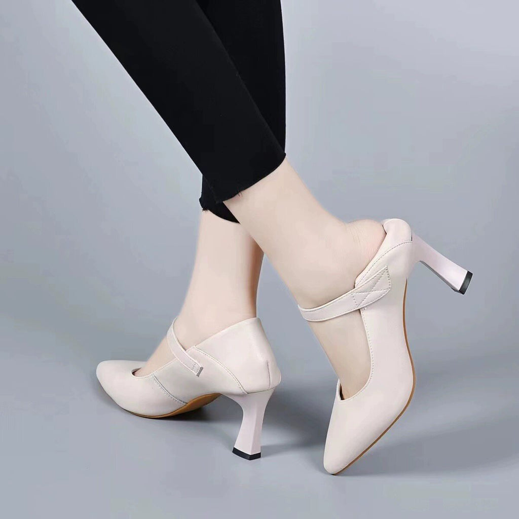 Women's Pointed-Toe Leather Stiletto Heel Mary Jane Pumps – view 4
