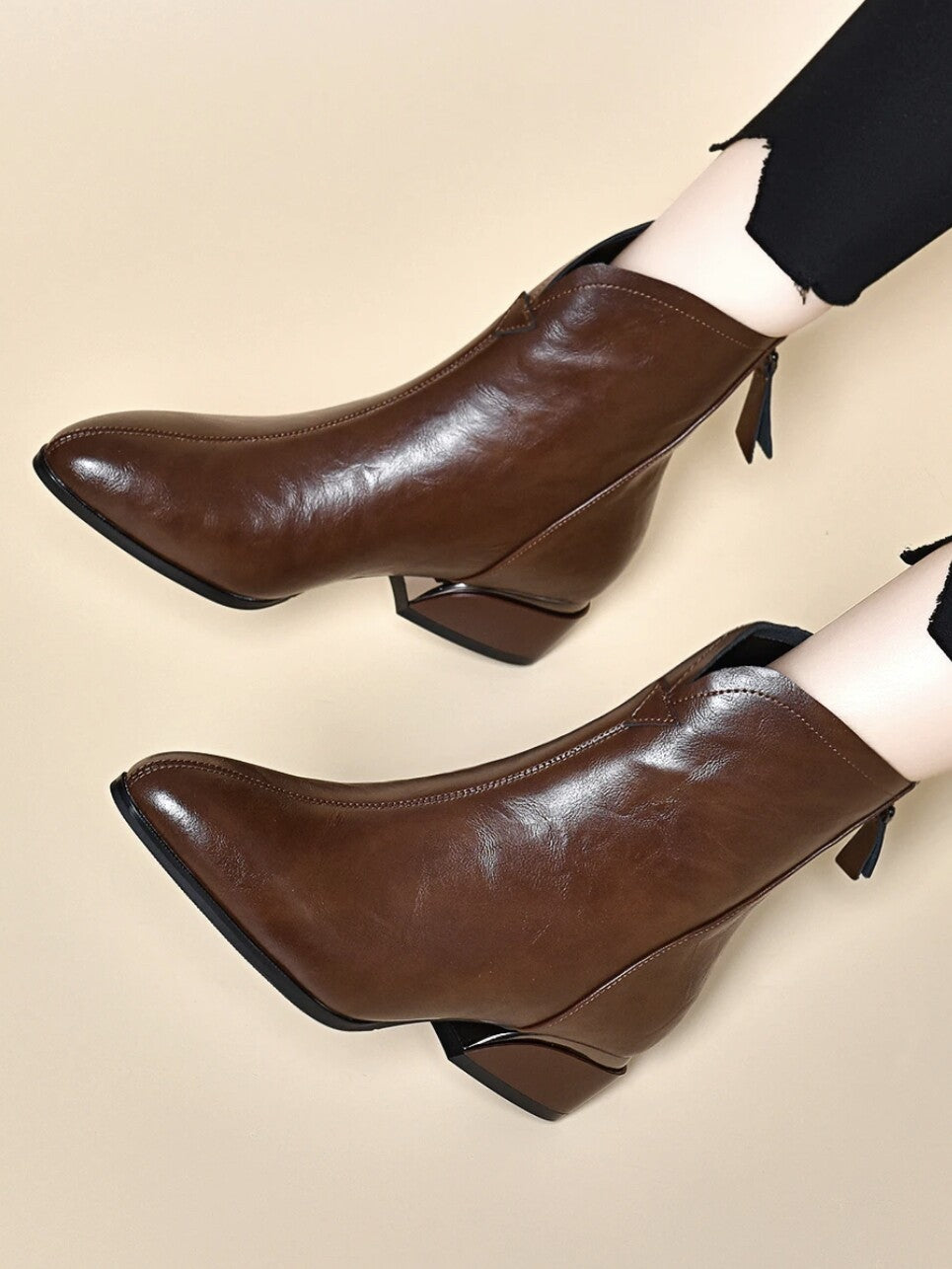 Women's Pointed-Toe Block Heel Ankle Boots – view 3