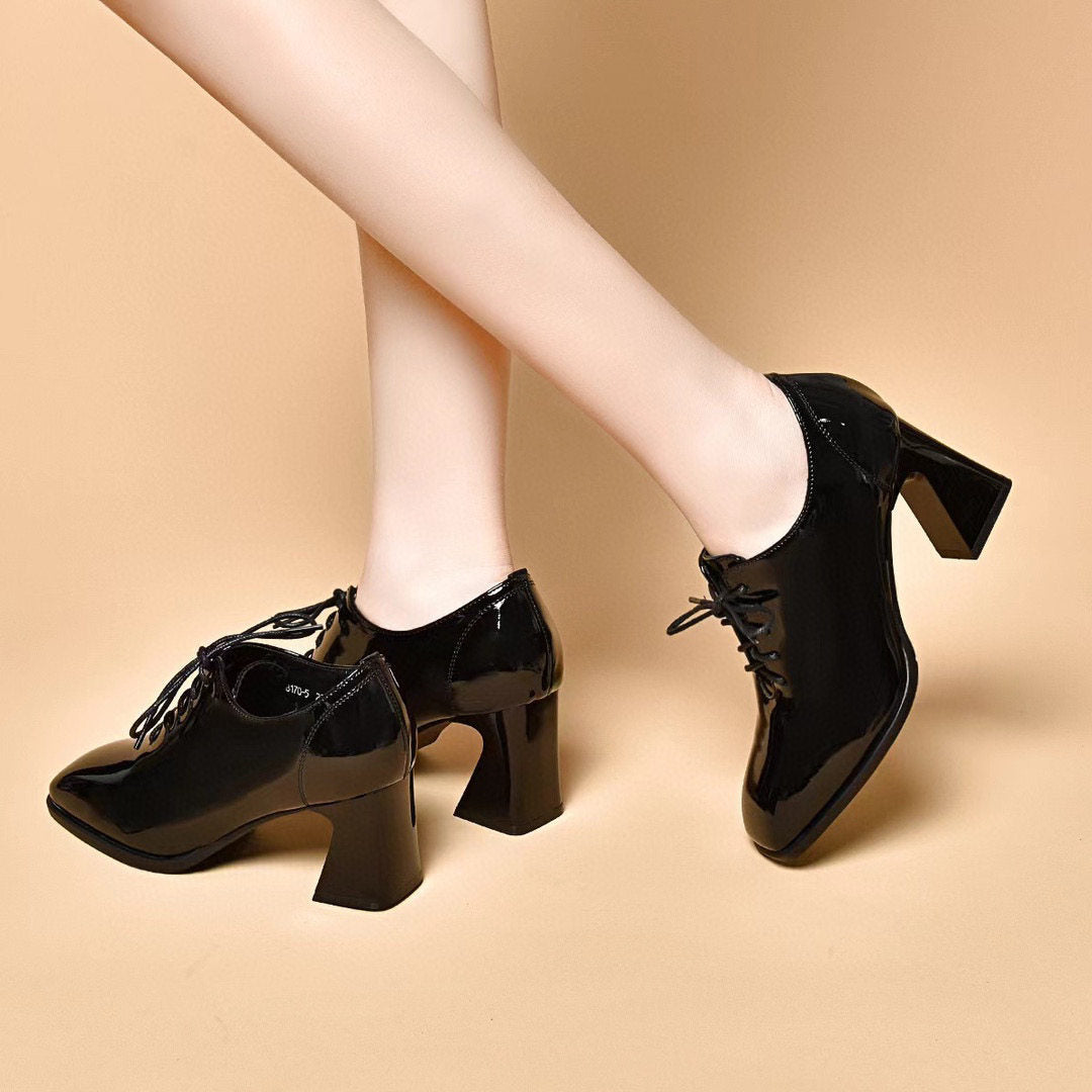 Women's Patent Leather Block Heel Pumps – view 4