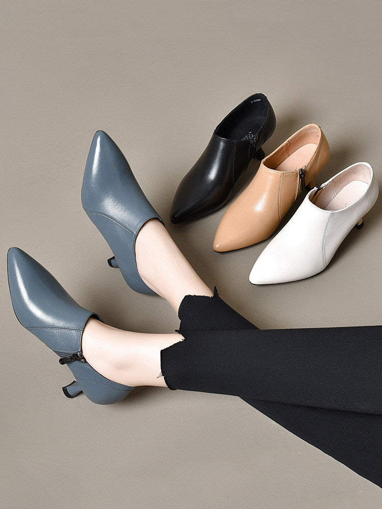 Women's Pointed-Toe Leather Stiletto Heel Pumps – view 1