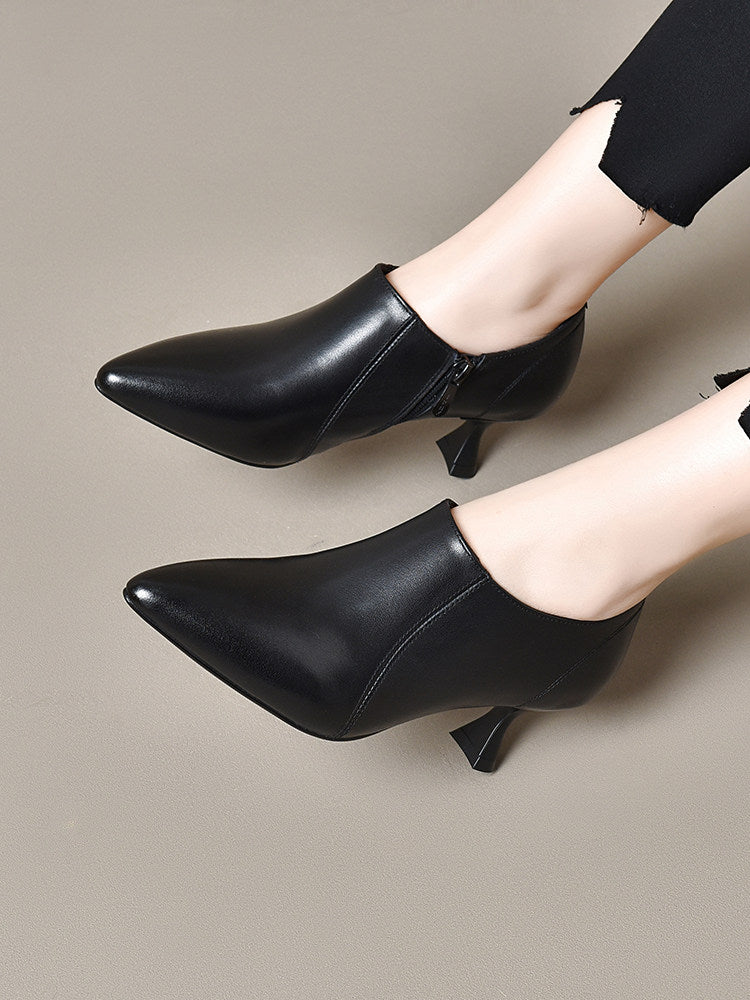 Women's Pointed-Toe Leather Stiletto Heel Pumps – view 3