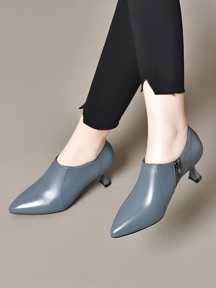 Women's Pointed-Toe Leather Stiletto Heel Pumps – view 4