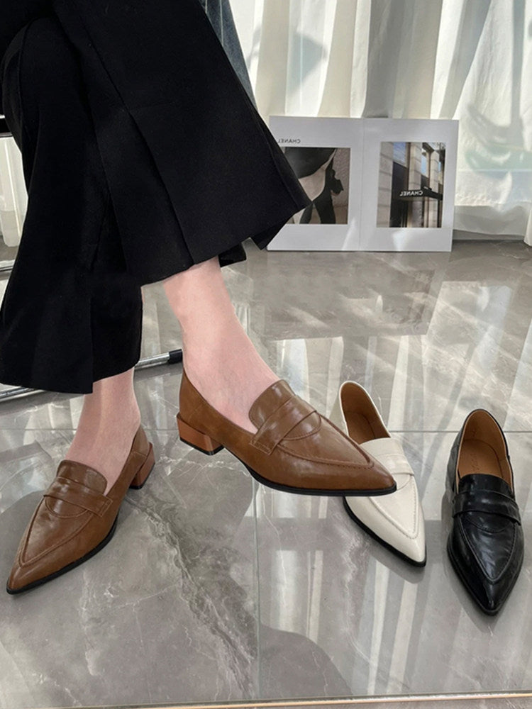 Women's Pointed-Toe Leather Loafers – view 1