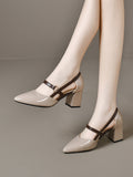 Women's Pointed-Toe Patent Leather Block Heel Sandals – view 1