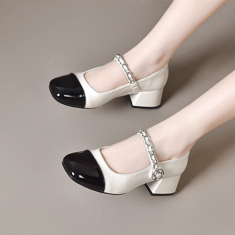 Women's Leather Block Heel Mary Jane Pumps – view 2