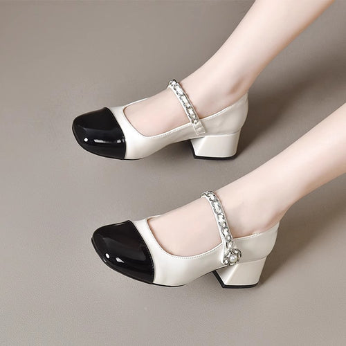 Women's Leather Block Heel Mary Jane Pumps – view 2
