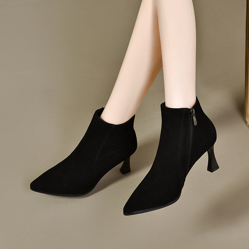 Women's Pointed-Toe Suede Leather Ankle Boots – view 1