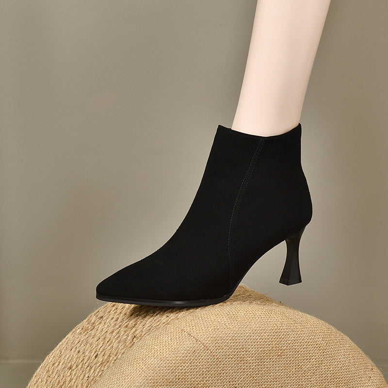 Women's Pointed-Toe Suede Leather Ankle Boots – view 2