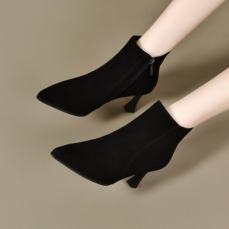 Women's Pointed-Toe Suede Leather Ankle Boots – view 3