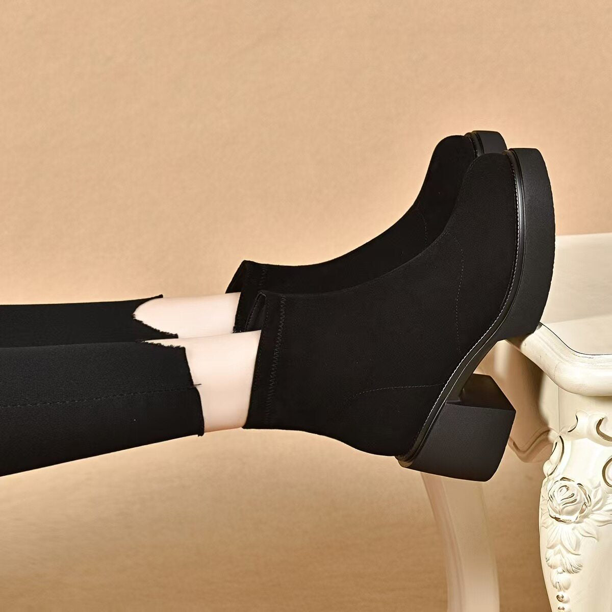 Women's Platform Suede Leather Block Heel Ankle Boots – view 2