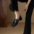 Women's Leather Block Heel Loafers – view 1