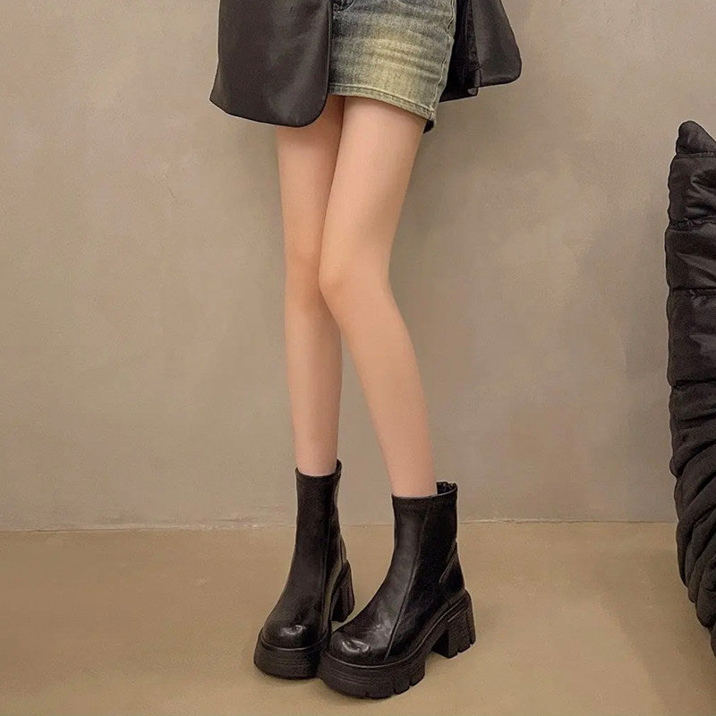 Women's Platform Leather Ankle Boots – view 3