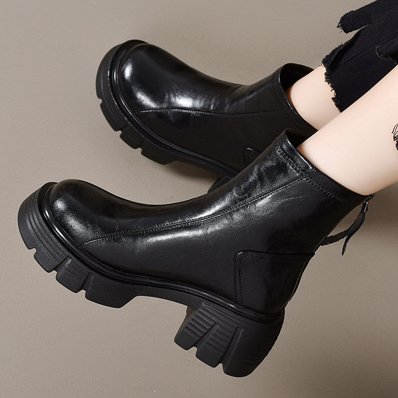Women's Platform Leather Ankle Boots – view 3