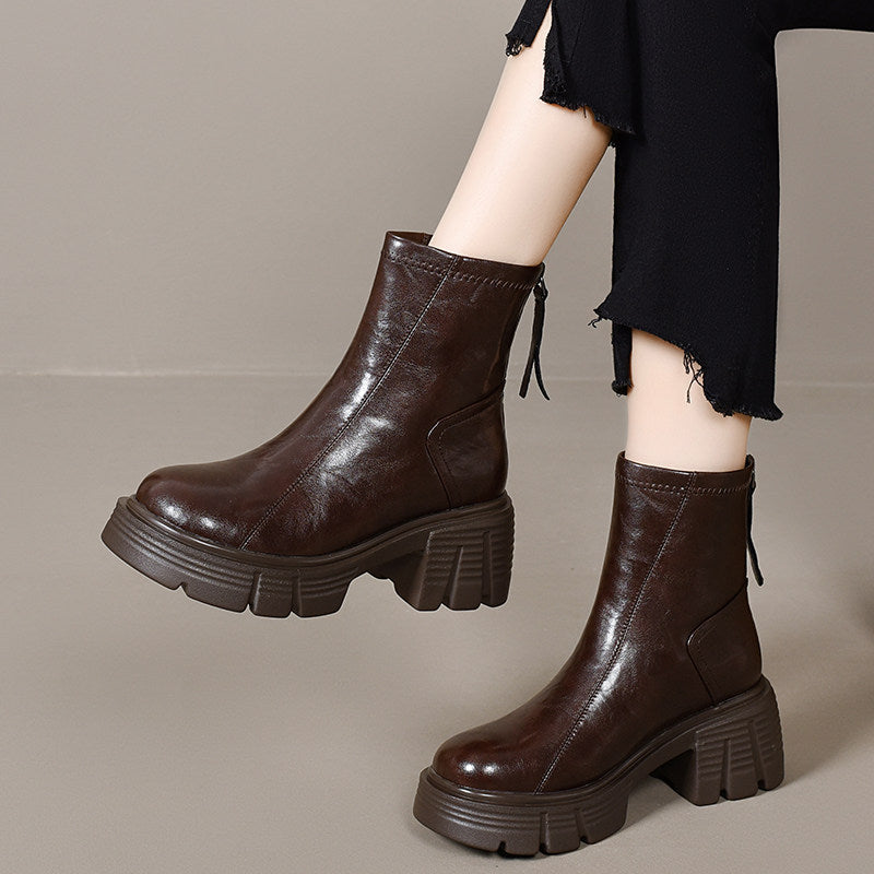 Women's Platform Leather Ankle Boots – view 4