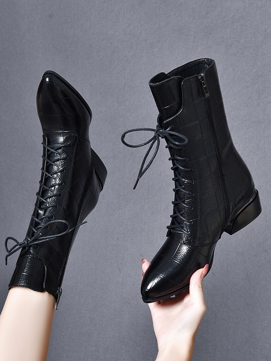 Women's Leather Block Heel Ankle Boots – view 2