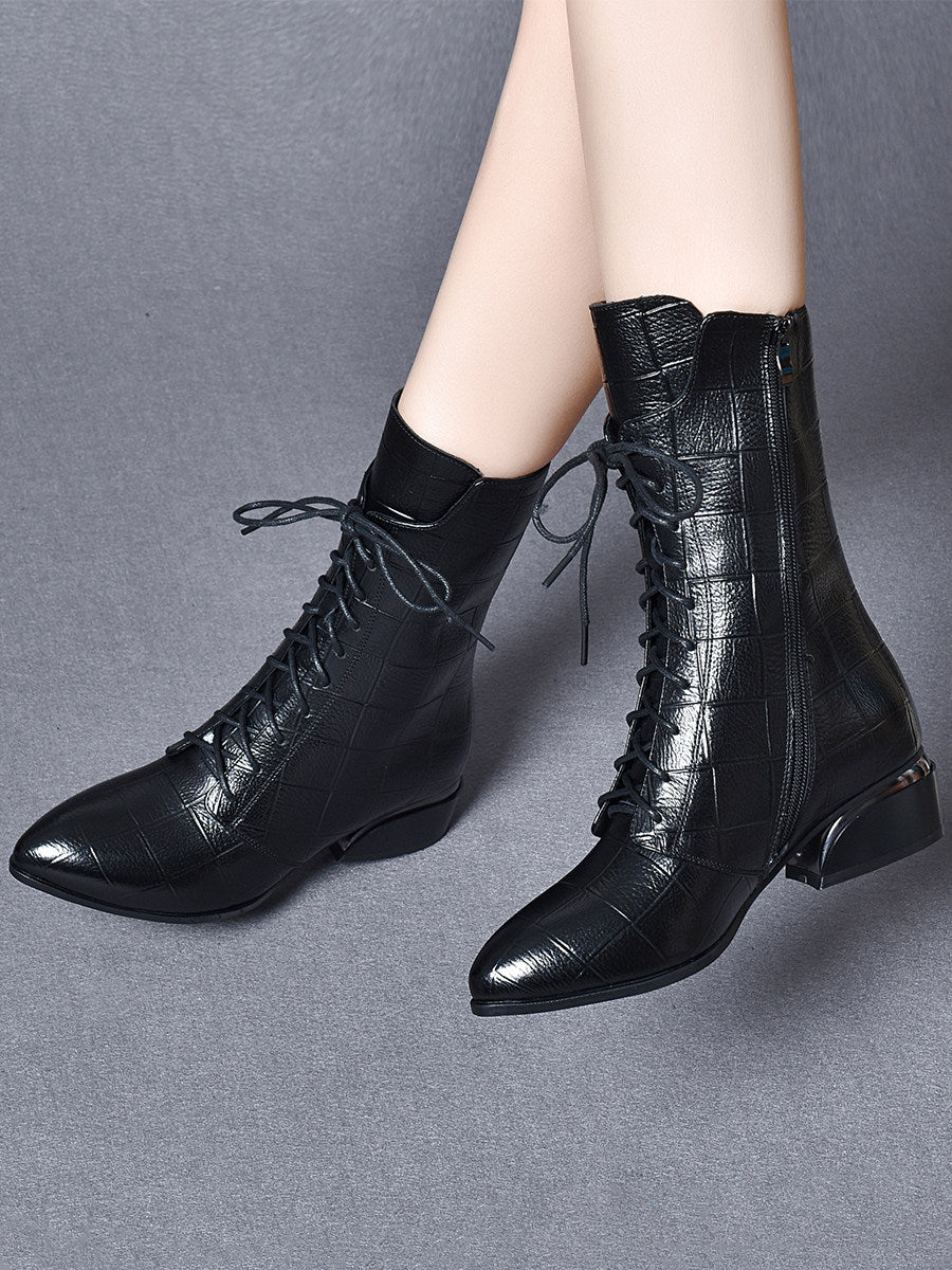 Women's Leather Block Heel Ankle Boots – view 4