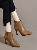 Women's Pointed-Toe Leather Stiletto Heel Ankle Boots – view 1
