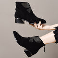 Women's Pointed-Toe Suede Leather Block Heel Ankle Boots – view 1