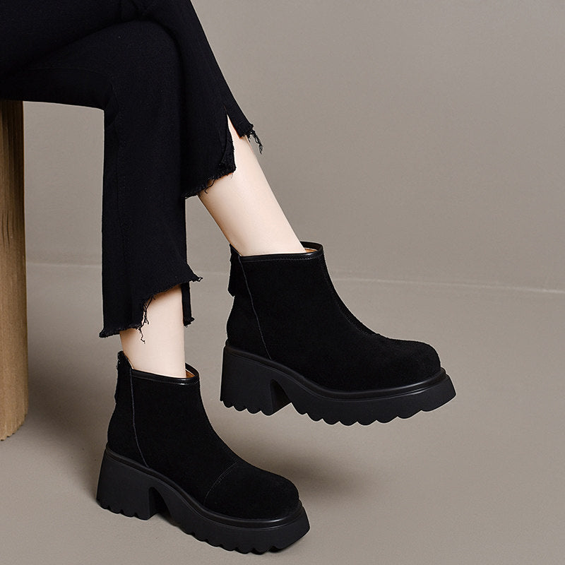 Women's Platform Block Heel Ankle Boots – view 1