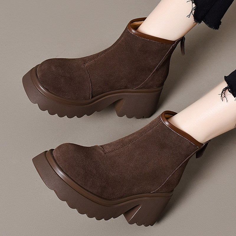 Women's Platform Block Heel Ankle Boots – view 2