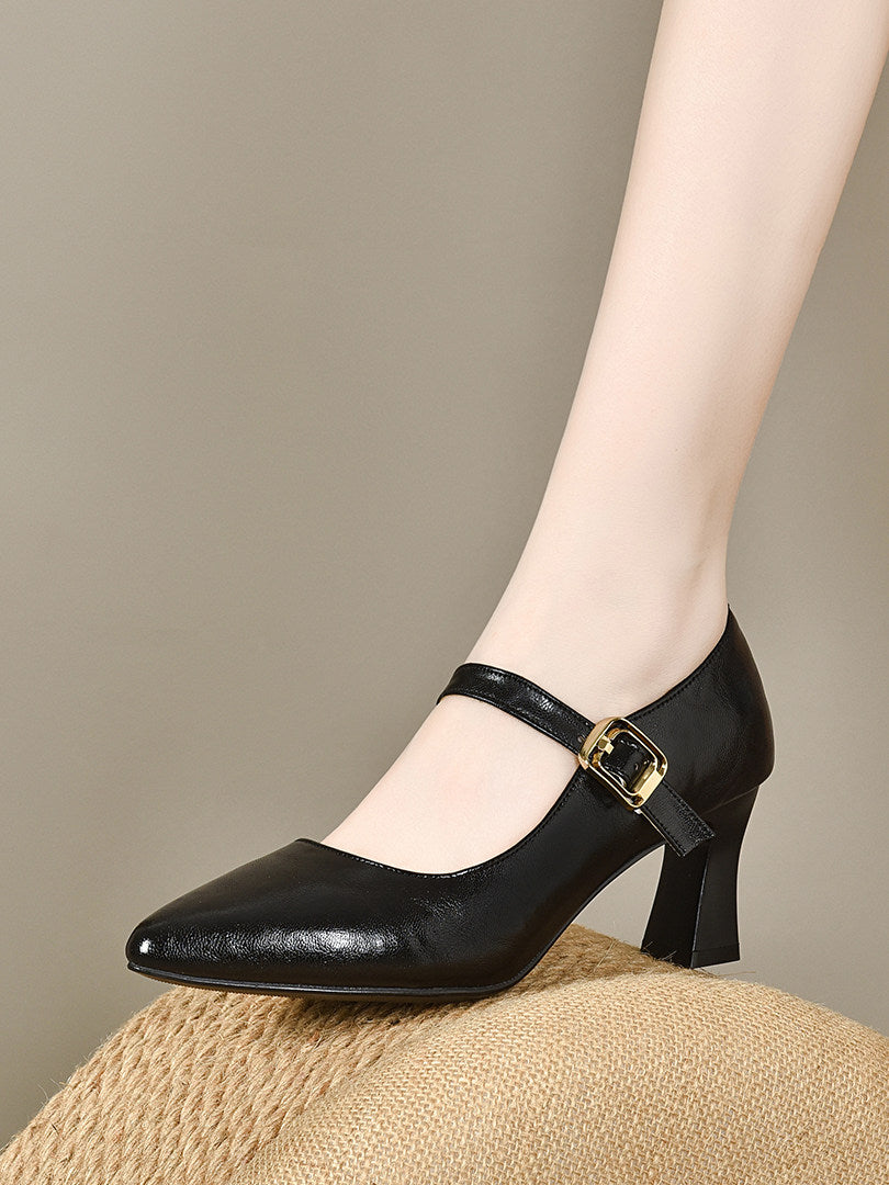Women's Pointed-Toe Leather Mary Jane Pumps – view 4
