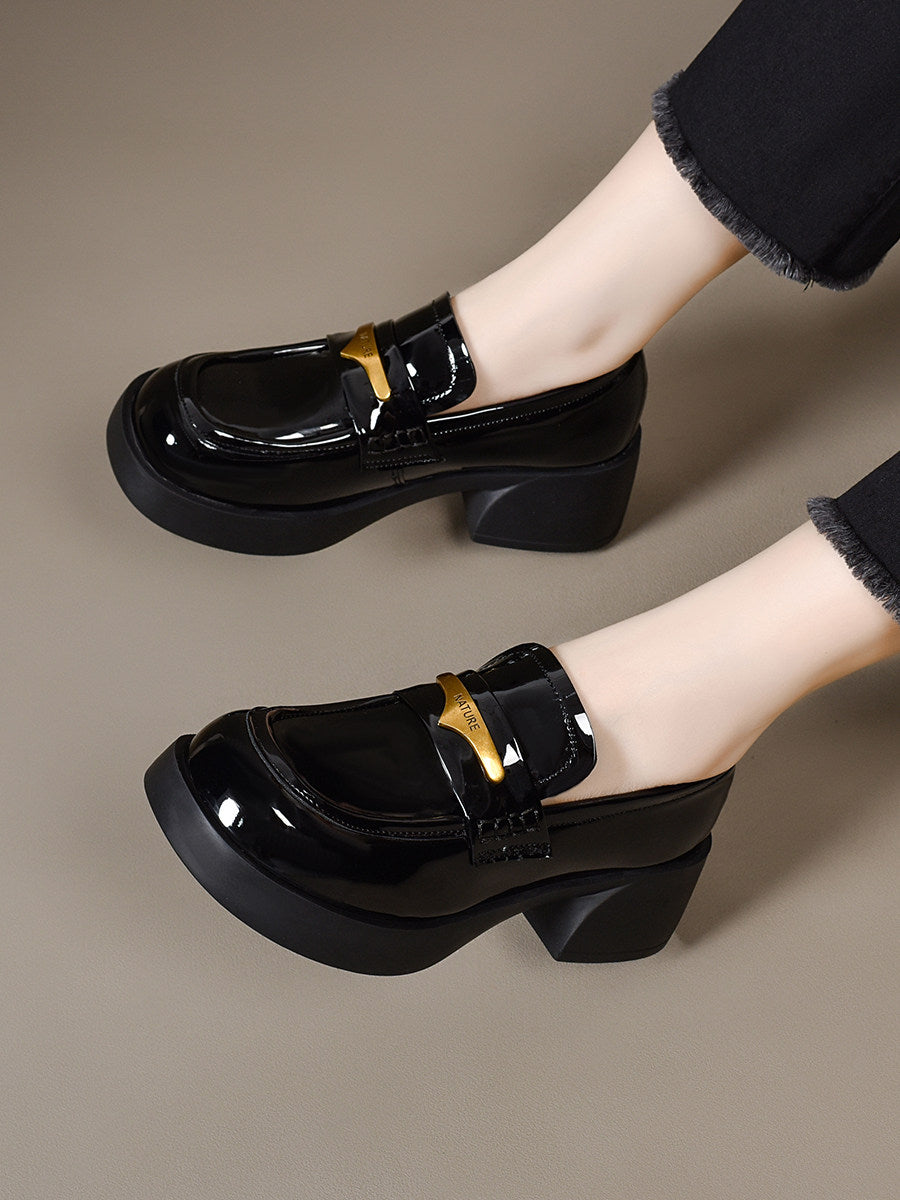 Women's Platform Patent Leather Loafers – view 1