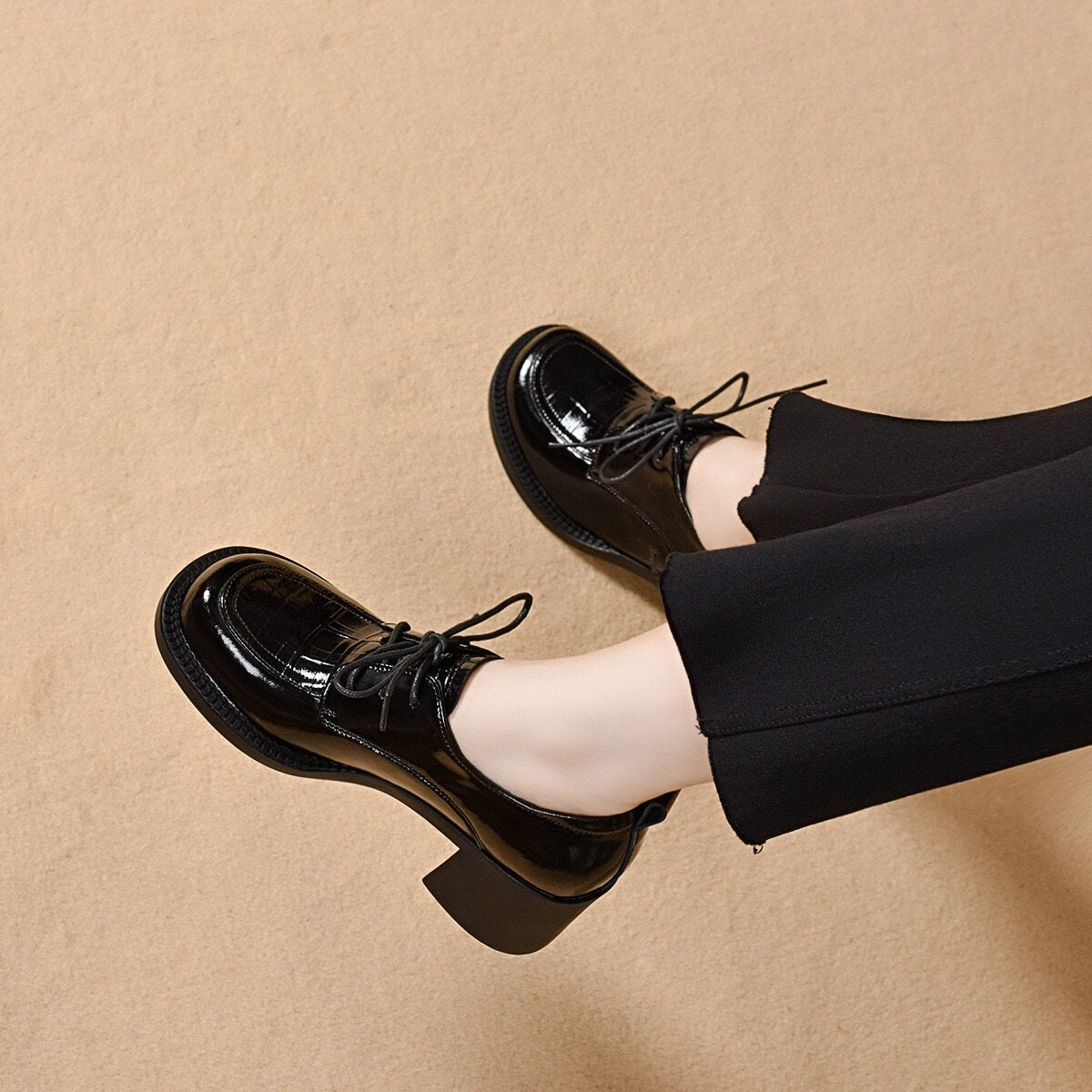 Women's Platform Leather Block Heel Loafers – view 1