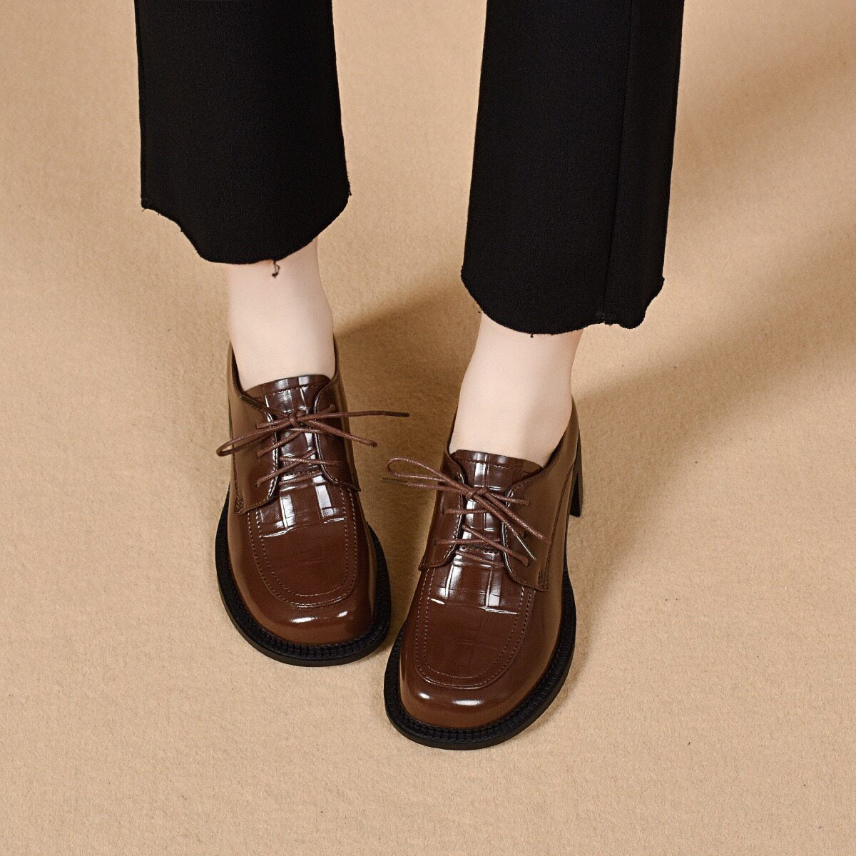Women's Platform Leather Block Heel Loafers – view 2