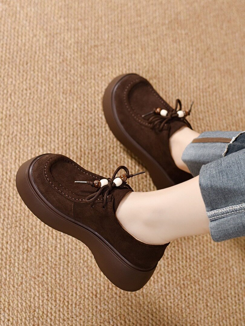 Women's Leather Platform Lace-Up Loafers – view 1