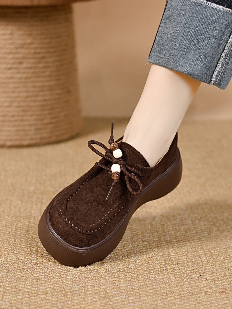 Women's Leather Platform Lace-Up Loafers – view 3